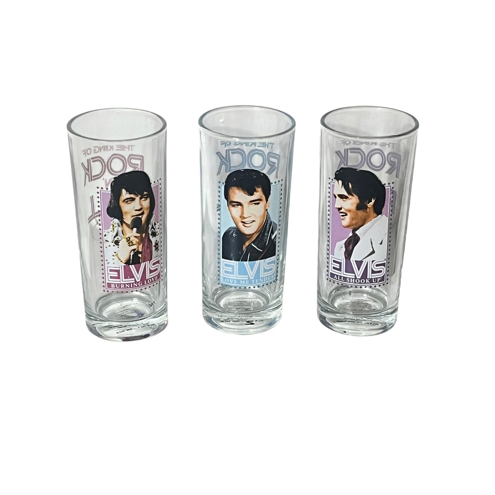 Vandor Elvis Presley Shot Glasses Multicolor Rock N Roll Set of 3